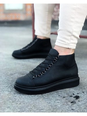 Kömür Bağcıklı Sneakers  Yarım Bilek Bot