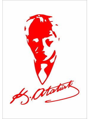 Sticker Usta Mustafa Kemal Atatürk Silüet - Atatürk Imza Sticker Araba Oto Motosiklet Karavan Araç Sticker Etiket 00565