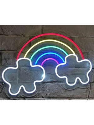 Gökkuşağı ve Bulut Neon LED Işık