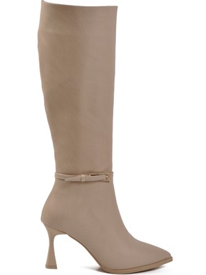 Ayakmod Ten Içi Kürklü Fermuarlı Kadın Ince Topuklu Çizme 9652013 Z