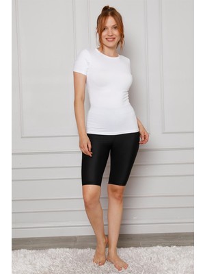 Moda Çizgi Penye Likralı Diz Üstü Tayt 5876P