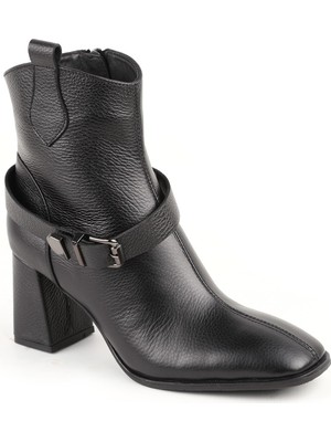 Libero %100 Hakiki Deri Sıcak Astar Küt Burunlu Western Kadın Bot L031.26102854-25K