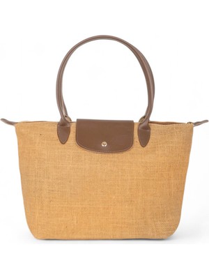 Tonny Black Kadın Vizon Orta Boy Askılı Hasır El ve Omuz Çantası