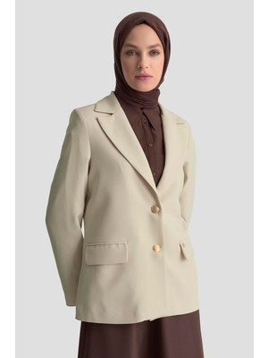 Armine Trend Gold Düğmeli Astarlı Blazer Ceket Taş 25KT520