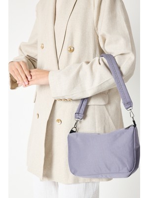 Tonny Black Kadın Gri Minimal Tasarım Kumaş Baget Omuz Çantası