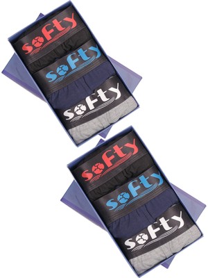Softy 6’lı Erkek Pamuk Boxer Seti Siyah Gri Lacivert – Yumuşak Dokulu Pamuk Nefes Alan Kumaş M