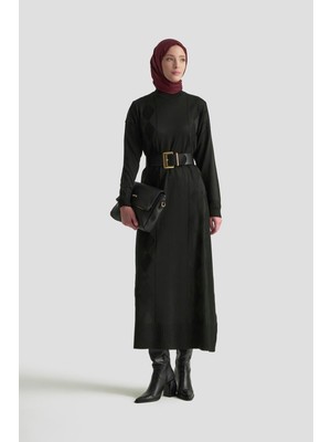 Armine Trend Baklava Desenli Triko Elbise Siyah 25YTD958