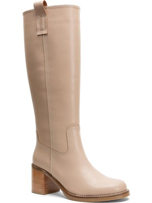 Emienza Nordıc Vegan Deri Oval Burun Kalın Topuk Bayan Çizme