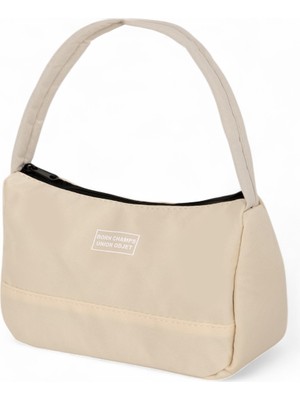 Tonny Black Kadın Krem Önü Yazılı Baget El ve Omuz Çantası