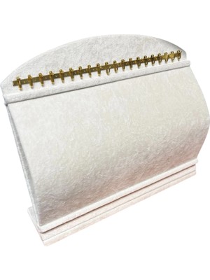 Megass Dekor Bombeli Süet Kumaş Krem Renk 20/24 cm Ayaklı Kancalı Bileklik Sergileme Standı