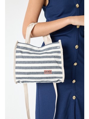 Tonny Black Kadın Gri Kanvas Hasır Görünümlü Askılı Omuz Çantası