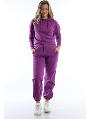 Polo State Kadın 3 Iplik Eşofman Takımı Mor