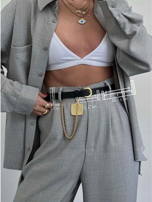 Fiori Kral Zincirli Madalyon Detaylı Kadın Pantolon Kemeri, Ceket Kemeri, Elbise Kemeri, Gömlek Kemeri