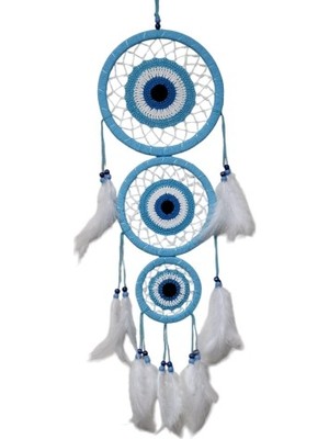 Ett Nazar Motifli Üç Çemberli Turkuaz Duvar Dekoru Dinç Store - 004982