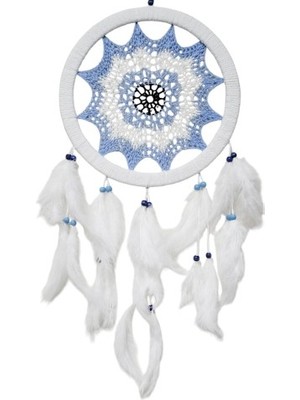 Ett Buz Mavisi Renginde Nazar Motifli Kuş Tüylü Duvar Süsü Dinç Store - 004982