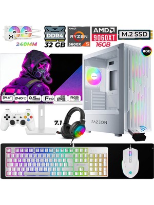 Xaser Astra X330 Ryzen 5 5600X 32GB Ram 1tb M.2 Nvme SSD 16GB RX9060 Xt Sıvı Soğutmalı 24,5" 240Hz Oyuncu Tavsiye Sistem