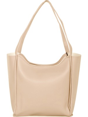 Tonny Black Kadın Krem Çift Saplı Suni Deri Omuz Çantası