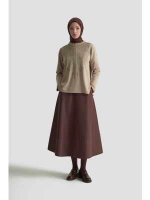 Armine Trend Taş Baskılı Triko Tunik Koyu Taş 25YTD4126