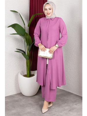 Lizay Uzun Tesettür Takım GÜL KURUSU - GÜL KURUSU - 50