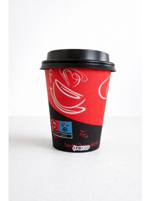 100 Adet Fb Cup Profesyonel Seri 8 Oz Kapaklı Karton Bardak Seti (200 Ml)