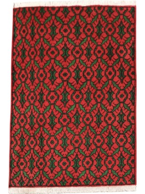 Kilim Antik El Dokuma Çiçekli Uşak Yün Salon Halısı 0839 - Yeni - Ateş Kırmızısı