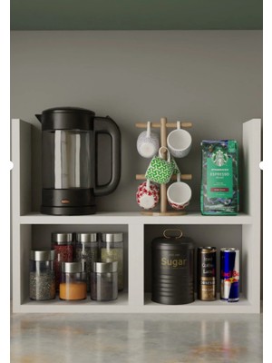 Ayarlanabilir Çok Amaçlı Tezgâh Üstü Raf Baharatlık & Bardaklık Organizer Mutfak Düzenleyici Beyaz