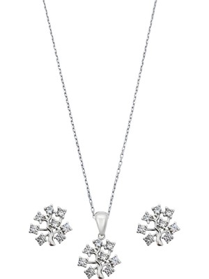 Oya Silver Zirkon Taşlı Hayat Ağacı Kadın Gümüş Set Takım [OYSS044]