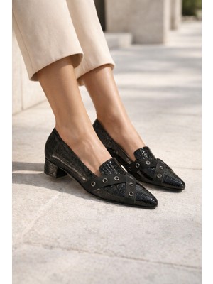 Firibu Kadın Sivri Burun Arkası Açık Topuklu Abiye Ayakkabı – Taşlı - Simli