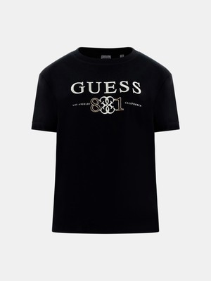 Guess Steffi Bisiklet Yaka Kısa Kollu Kadın Siyah T-Shirt V6RI13KD772-JBLK