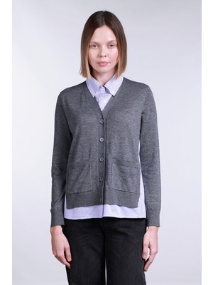 Sempre Kadın Iç Gömlek Detaylı Yünlü Hırka 2725 Gri