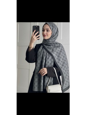 Sevimia Scarf Bambu Kraş Şal Siyah-Gri
