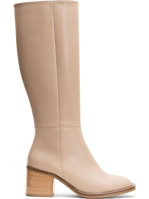 Emienza Blaze Vegan Deri Oval Burun Fermuarlı Bayan Çizme