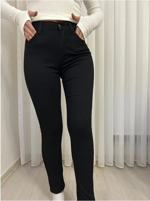 Belirtilmemiş Likralı Siyah Dar Paça Pantolon