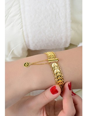 Kuyumcu Nurettin 22 Ayar Altın Baskı Reşat Pullu Bileklik 11 gr Ağırlıkla Şık Tasarım