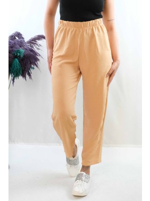 Moda Çizgi Aerobin Pantolon Camel