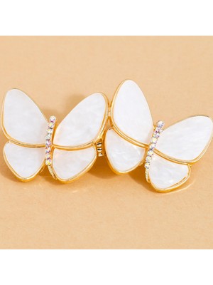 Fransız Model Sedefli Taşlı Çift Kelebek Otomatik Saç Tokası 7 cm