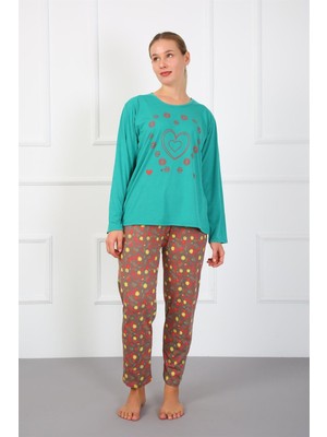 Moda Çizgi Kadın Büyük Beden Penye Pijama Takım 202180