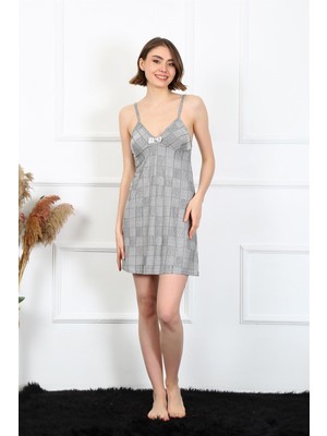 Moda Çizgi Kadın Ip Askılı Penye Gecelik 402