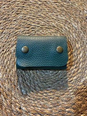 Groderi El Yapımı Minimalist Çıtçıtlı Hakiki Deri Yatay Kartlık & Cüzdan