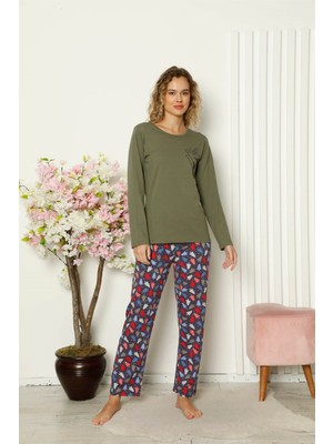 Moda Çizgi Kadın Penye Uzun Kol Pijama Takım 4101