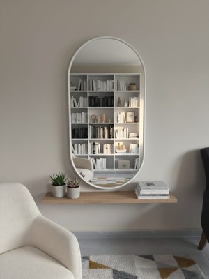 Esenhome DECOR Beyaz Çerçeveli Elips Duvar Aynası 60X120CM