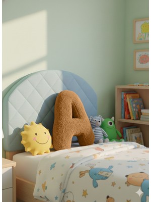 Puff Table Peluş A Harf Yastık Dekoratif Kırlent Camel Teddy Kumaş Büyük Boy 50 cm