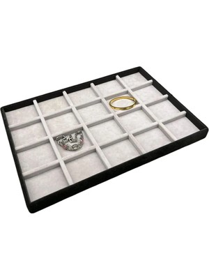 Megass Dekor Süet Kumaş Iki Renkli 34/24 cm 20 Bölmeli Takı Standı