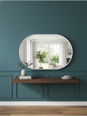 Esenhome DECOR Beyaz Çerçeveli Elips Duvar Aynası 60X90 CM