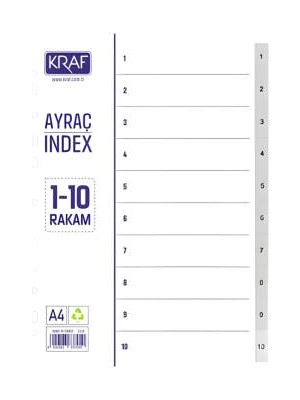 Kraf Seperatör, 1 - 10 Rakam, Klasör Içi Ayraç, Düzenleyici