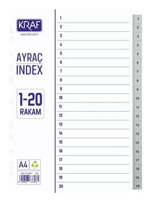 Kraf Seperatör,  1 - 20 Rakam, Klasör Içi Ayraç, Düzenleyici