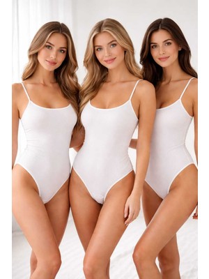 Sedef Yıldızı 3 Adet Çıtçıtlı Badi Beyaz Pamuklu Likralı Zıbın