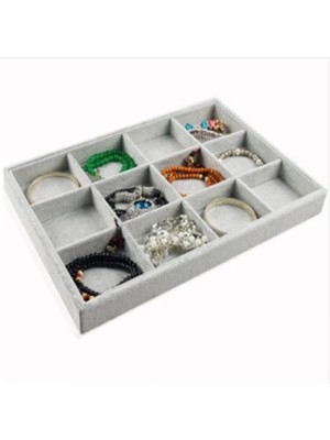 Megass Dekor Süet Kumaş Gri Renk 12 Bölmeli Takı Sergileme Çekmece Içi Standı (Megassdekor)