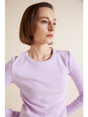 Nisan Triko Parlak Baskılı Fitilli Bluz