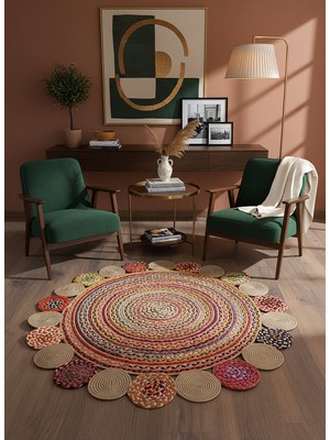 Rose'n Home JÜT-RV438 Elde Dokuma Doğal Jüt Hasır Halı